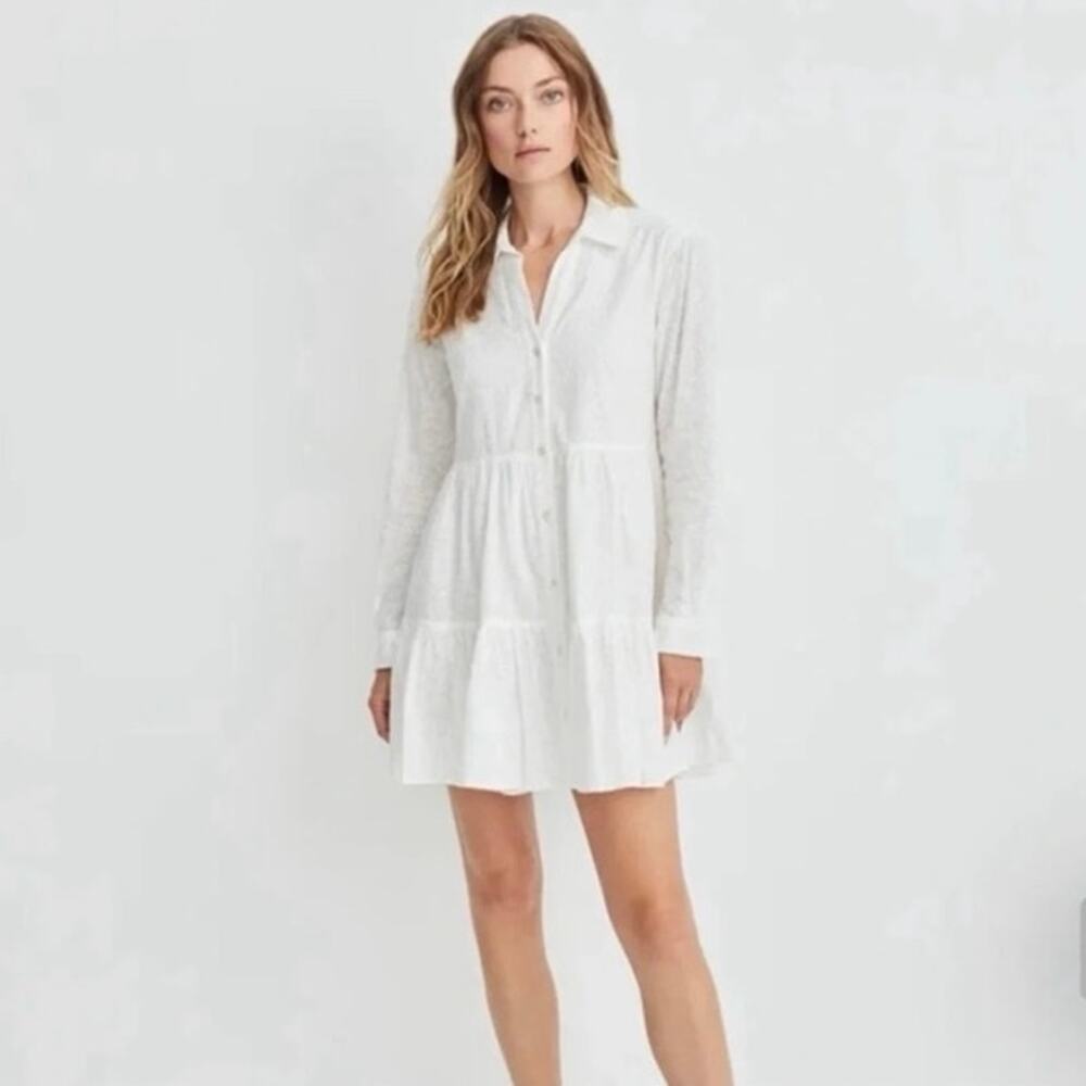 Veronica Beard Atari Eyelet Tiered Mini Dress